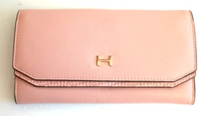 HALSTON Blush Powder Pink Leather Wallet 7.5"x4" 12 Card, Coin Zip, Bill Pocket - Picture 1 of 7