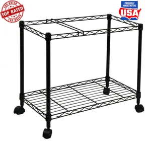 Tragbarer 1-stufiger rollender Aktenwagen aus Metall mit Lenkrollen 24"Lx12,4"Bx22"H in Schwarz - Bild 1 von 4