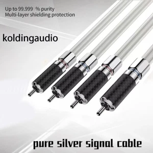 Par de cables de audio HiFi de fibra de carbono 99,998 % plata pura sólida RCA a RCA enchufe RCA - Imagen 1 de 5