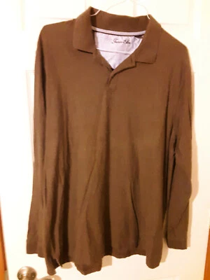 Suéter Tasso Elba Henley Marrón Algodón Cuello Manga Larga Talla Grande  Foto 1 de 3