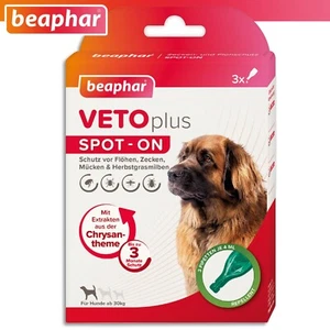 Beaphar 3x4 ml VETOplus SPOT-ON Ungezieferschutz für Hunde ab 30 kg Flöhe Zecke - Bild 1 von 2