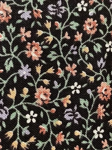 Tiny Mauve White Flowers on Black Calico VTG Springs Ind Fabric 26" x 44"W - Picture 1 of 3