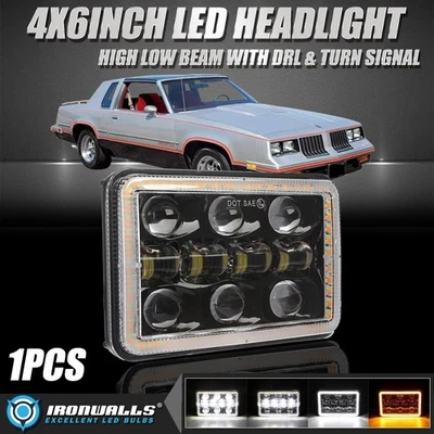 1PCS 4X6" LED Headlight Hi/Lo Beam DRL Lamp  for Oldsmobile Delta 88 1976-1986 - Image 1 of 4
