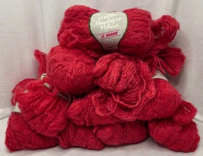 De colección Lesotho Le Mohair Hilado a Mano Mohair Rojo 10 madejas Foto 1 de 4