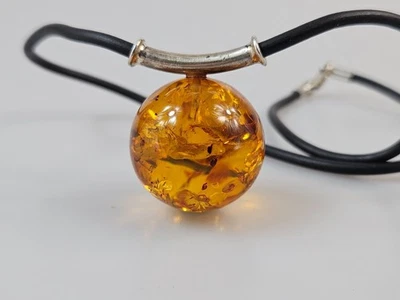 Collana ambra pietra preziosa collana rotonda ambra ciondolo donna gioielli - Immagine 1 di 4