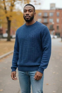 Vintage Pendleton Sweater Men's Large Blue Crewneck Knit Cabincore Cozycore - Picture 1 of 10