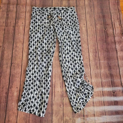 Pantalones Diane von Furstenberg para mujer S blancos pierna ancha tiro medio Palm Tree Resort Foto 1 de 4