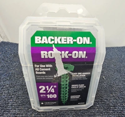 (100 piezas) Backer-On Rock-On 23520: 2-1/4 pulgadas Tornillo de tablero de cemento de cabeza plana L Star Foto 1 de 4