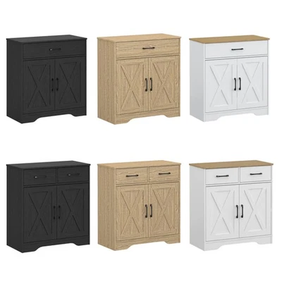Wooden Cabinet Drawer and 2 Doors Storage Sideboard Farmhouse Entryway Cupboard - Image 1 of 4