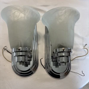 Wall Sconce Lamp Brushed Nickel (2 Set)E-14042 Untested*Read* - Picture 1 of 19