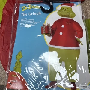Dr Suess THE GRINCH Santa Suit Child Inflatable Costume One Size 52-61”Used Once - Picture 1 of 4