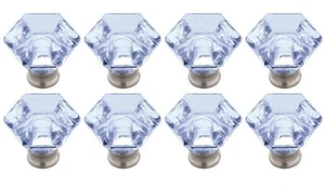 1-1/4" (3cm)Acrylic Faceted Light Blue Acrylic KnobSatin Nickel Finish LOT OF 12 - Picture 1 of 10