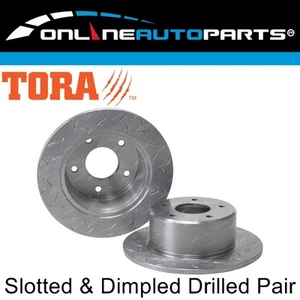 2 Rear Disc Rotors Slotted + Drilled for Commodore VG VN VP VR VS 88~00 non IRS - Picture 1 of 3