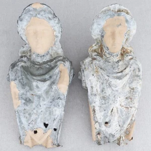 Pair Antique Architectural Zinc Metal Caryatid Figurehead Bust Corbels 14½’ - Picture 1 of 12