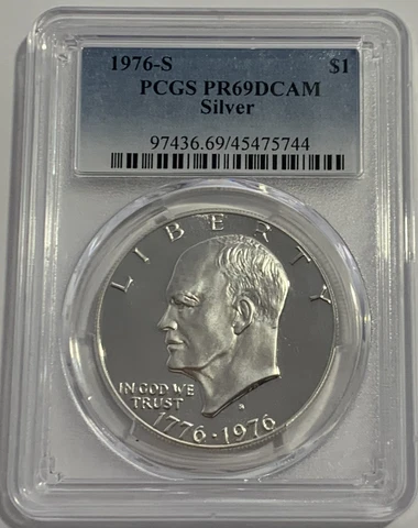 1976 S $1 PCGS PR69 DCAM PROOF 40% SILVER BICENTENNIAL EISENHOWER DOLLAR BLUE LB Cover