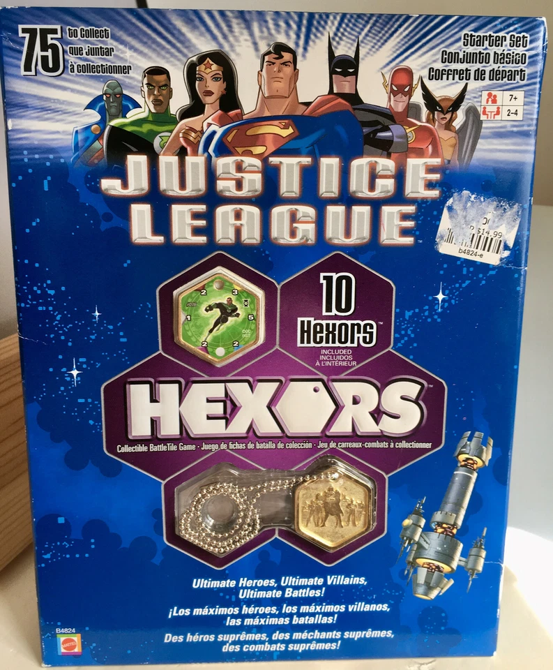 JUSTICE LEAGUE HEXORS BATTLE TILE GAME STARTER SET+ DC Universe VTG NEW SEALED - Image 1 of 4