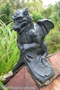Black dragon roof finial half round or 90° angled Ridge tile stone St. George - Picture 1 of 6