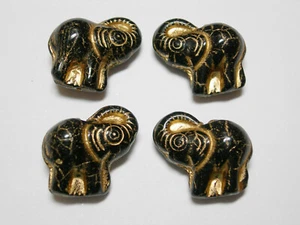 Vidrio checo - Negro con Oro - 4 Cuentas de Elefante - 20mm x 22mm - Imagen 1 de 1