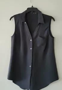 Magaschoni Collection ärmellos elegant Kragen Shirt Top 100 % seidegrau Gr... - Bild 1 von 7