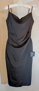 Vestido Lulus Mangas Cuello Capucha Cóctel Negro Talla Pequeña Nuevo - Imagen 1 de 10