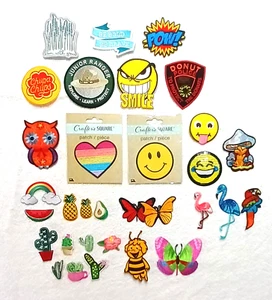 Lot of 31 Fun Patches Donut Police, Smiley Faces, Flamingo Various Sizes - Picture 1 of 6