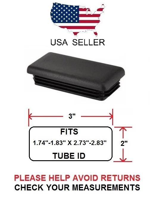 IN HOUSE 2 x 3 INCH RECTANGLE TUBING PLUG/END CAP 2" X 3" - QUANTITY 2