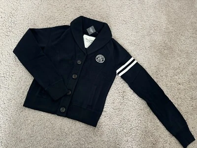 NWT Abercrombie & Fitch Button Up Sweatshirt Women's Size Small Navy Jacket - Image 1 of 4