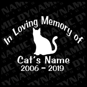 Custom IN LOVING MEMORY Cat memorial Vinyl Car Window Decal Sticker name Rip - Picture 1 of 3