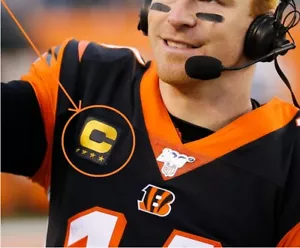2019 Cincinnati Bengals Andy Dalton QB black 4-GOLD-⭐⭐⭐⭐-CAPTAIN iron-on C-PATCH - Picture 1 of 4