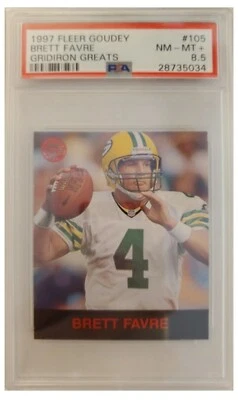 Tarjeta Fleer Goudey Brett Favre Goudey Greats #105 1997 clasificación PSA 8,5  Foto 1 de 2