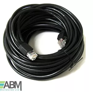 20m RJ45 Network Ethernet Cable Cat5e Patch Lead Internet Router Modem PC Black - Picture 1 of 4