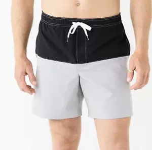 Neu mit Etikett Sonoma Herren Größe XXL Farbe Block Badehose Shorts 7 Zoll schwarz und grau - Bild 1 von 5