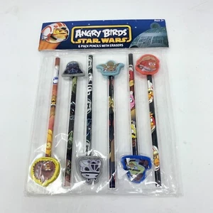 Angry Birds Star Wars Pencils With Erasers 6 Pack New In Package - Picture 1 of 2