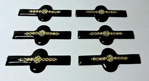 Antique Vintage Black Enamel Diagonal Circles Design Piece Trim LOT As Is #H849 - Picture 1 of 5