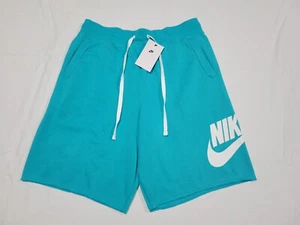 Nike Mens Sportswear Alumini Shorts Soft French Terry DX0502-345 Teal Blue - Picture 1 of 15