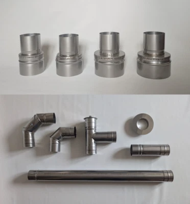 80mm Rauchrohr T-Stück Knie Kaminrohr Ofenrohr Edelstahl Pelletrohr - Bild 1 von 4