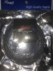 NEW Rosewill 6.5-Foot USB 2.0 A Male to Micro USB B, 5-Pin, (RC-6-USB-AM-MB-BK) - Picture 1 of 2
