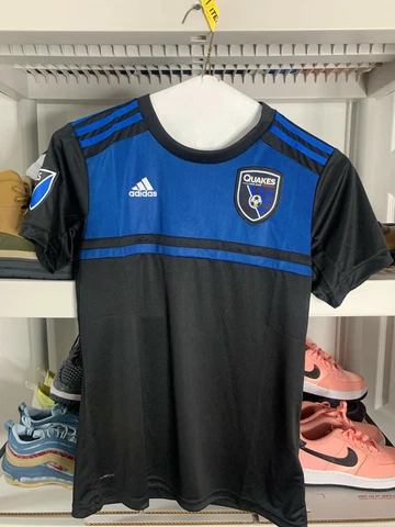 Adidas San Jose Earthquakes MLS Official Jersey, MSRP $90, Small, Quakes Jersey Cover