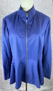 IMAN Women XL Jacket Blue Long Sleeve Full Zip Posh Chic Casual Work Wear - Picture 1 of 13