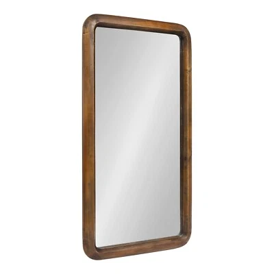 Kate and Laurel Pao Modern Rounded Rectangular Wall Mirror 17 x 32 Walnut - Image 1 of 3