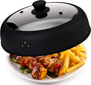 Glass Microwave Plate Cover | 12-inch Splatter Guard Lid | Firm Grip Silicone - Picture 1 of 12