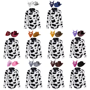 Kids Unisex Dress Up Comfortable Costume Smooth Outfit Plush Hat Cow Pattern - Picture 1 of 102