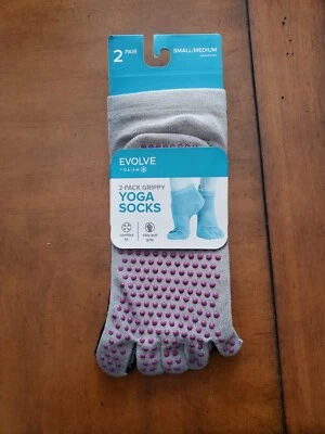EVOLVE By GAIAM Women's Yoga Socks 2 Pack Gray & Black Color Comfort.Size S/M - Image 1 of 2