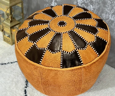 Pouf Unstuffed 100%  Moroccan Genuine Soft Leather Handmade - Image 1 of 4
