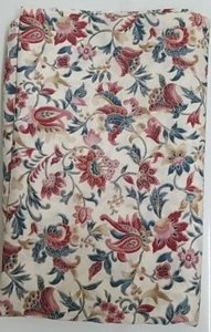 4 YD VINTAGE WOODBLOCKS by Hoffman California Fabrics Rose Blue Beige Floral NEW - Picture 1 of 3