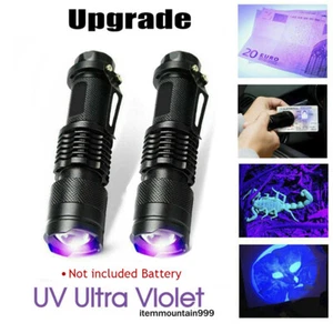 2x Mini UV Light Ultra Violet Flashlight LED Blacklight Torch Blue Purple Lamp - Picture 1 of 24