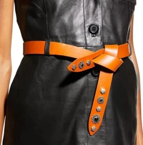 Cinturón ISABEL MARANT Lecce Floral Cuero Tachonado Natural Tostado Talla Mediana $285 NUEVO - Imagen 1 de 14