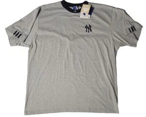 Adidas 3 Stripe NY Yankees Men's 2XL Shirt Gray 1998 Vintage NOS - Picture 1 of 7