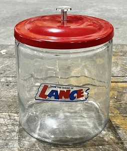 LANCIA Cracker Vetro Trasparente con Coperchio Rosso Barattolo da Banco, 10” x 7,5” - Foto 1 di 2
