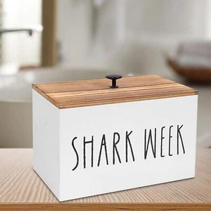Tampon Holder for Bathroom with Lid Farmhouse Decorative Wooden Storage Box - Picture 1 of 7